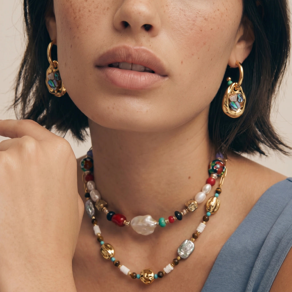 Shell Mosaic Convertible Hoops | Jeeya