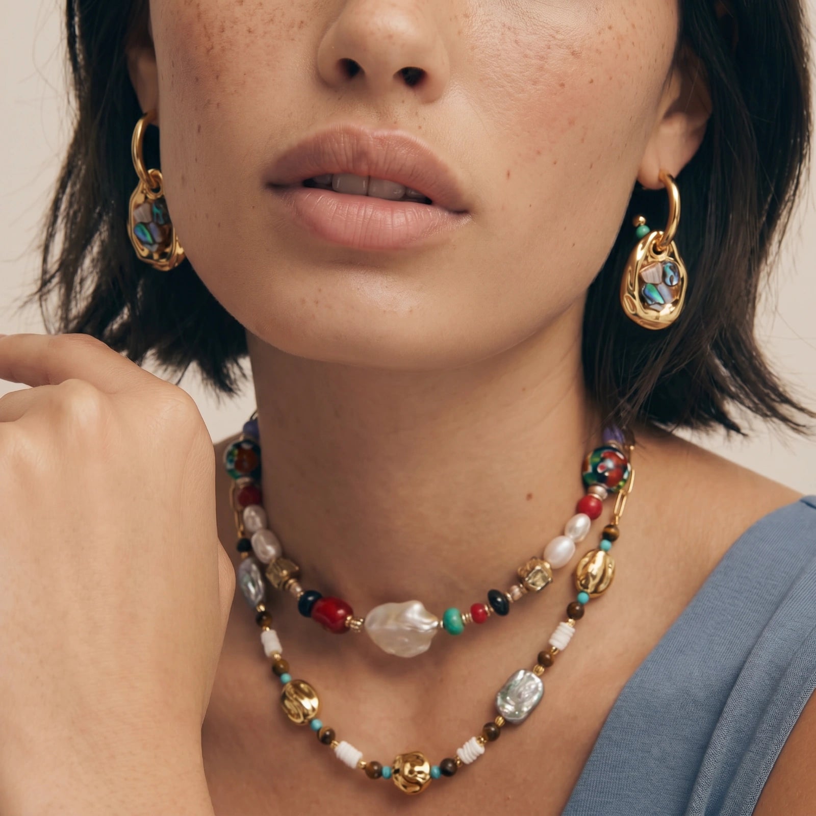 Shell Mosaic Convertible Hoops | Jeeya